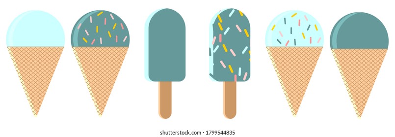 Gafas de helado y conjunto de palas de vectores dibujadas a mano