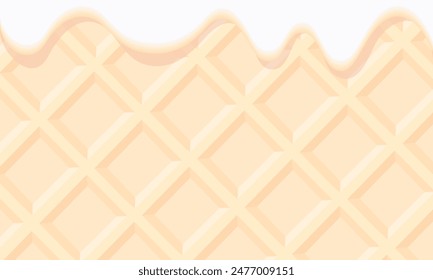 Ice cream waffle background. Vector illustration of wafer background.