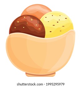 Ice cream in waffle bowl icon. Cartoon of Ice cream in waffle bowl vector icon for web design isolated on white background