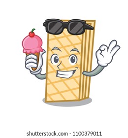 With ice cream waffle character cartoon style