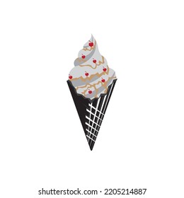 ice cream waffle color illustration icon design vector