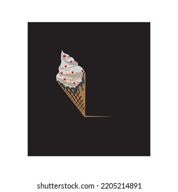 ice cream waffle color illustration icon design vector