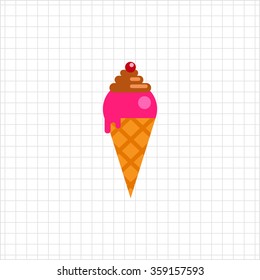 Ice cream in waffle cone