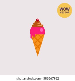 Ice cream in waffle cone