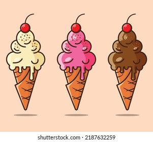 Ice Cream with Waffle Cone The Animation