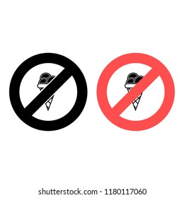 Ice cream in waffle cone ban, prohibition icon. Simple glyph vector of summer set for UI and UX, website or mobile application on white background