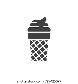 Ice cream waffle cone black solid icon.
