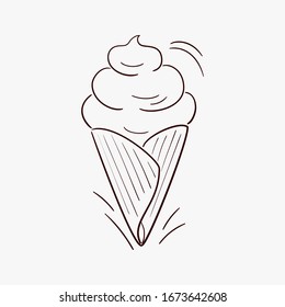 Ice cream in a waffle cone. Caricature. Vector illustration. For packaging, brochures, advertising, design.