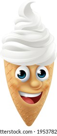 An ice cream waffle cone cartoon character mascot 