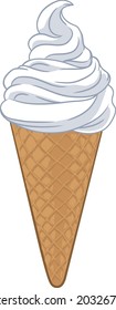 An ice cream waffle cone cartoon illustration 