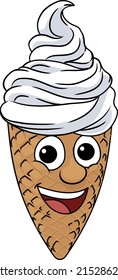 An ice cream waffle cone cartoon character mascot 