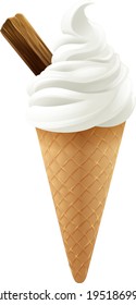 An ice cream waffle cone with chocolate cartoon illustration 