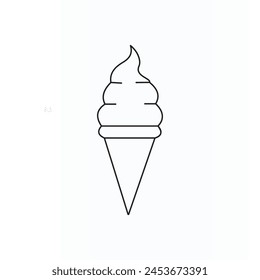 ice cream in waffle cone in continuous line artesign