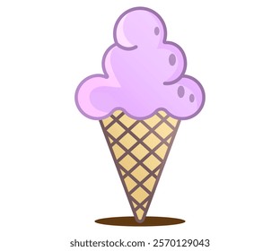 Ice cream in waffle cone dessert illustration  isolated on white 