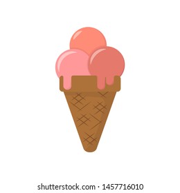 ice cream waffle cone in flat style with shadow