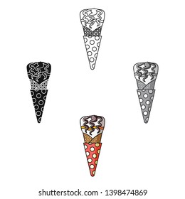 Ice cream in waffle cone icon in cartoon,black style isolated on white background. Ice cream symbol stock vector illustration.