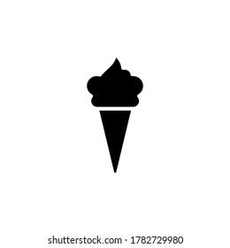 Ice cream in waffle cone icon. Simple sign, logo