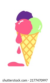 Ice cream in a waffle cone icon. Vector illustration