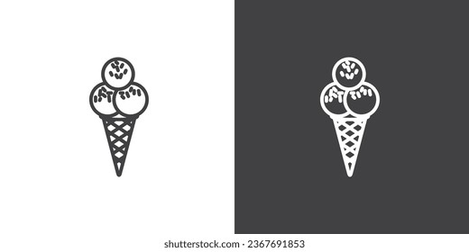 Ice cream waffle cone icon isolated. Modern sweet desert sign. Trendy vector ice cream symbol for web site design, button to mobile app. Logo ice cream illustration. Junk food icon, Linear icon.