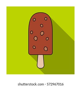 Ice cream in waffle cone icon in flat style isolated on white background. Ice cream symbol stock vector illustration.