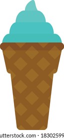 ice cream waffle cone illustration flat style