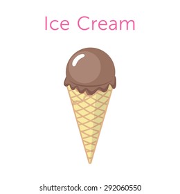 Ice Cream in a Waffle Cone Illustration