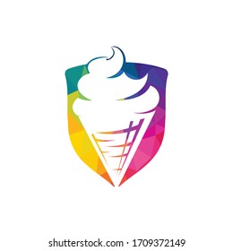 Eis im Waffelkonus-Logo. Ice-Creme-Vektorillustration-Symbol	