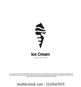 ice cream in the waffle cone logo design