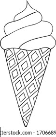 Ice cream in a waffle cone on an isolated background.