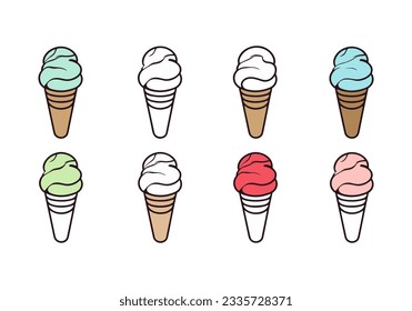 Ice cream in a waffle cone on a white background. Vector illustration