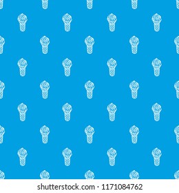 Ice cream in waffle cone pattern vector seamless blue repeat for any use