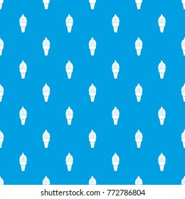 Ice cream in waffle cone pattern repeat seamless in blue color for any design. Vector geometric illustration