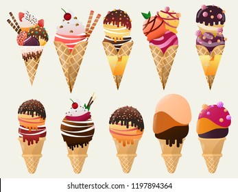 ice cream waffle and cone set