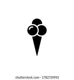 Ice cream in waffle cone in shape three balls icon. Simple sign, logo