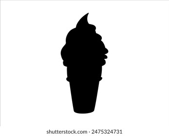 Ice cream in waffle cone silhouette isolated on white background. Ice cream icon vector illustration design.