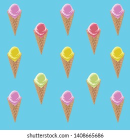Ice cream in a waffle cone. Texture. Vector illustration