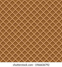 Ice cream waffle cone texture. Chocolate wafer background seamless pattern. Vector flat cartoon illustration.