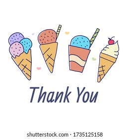 Ice cream waffle cone with thank you text.