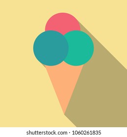 Ice cream in waffle cone vector icon.