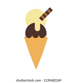 Ice cream in waffle cone. Vector illustration .EPS 10.