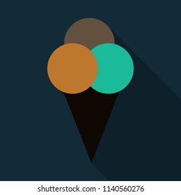 Ice cream in waffle cone vector icon.