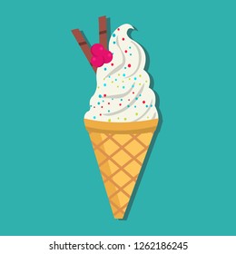 ice cream with waffle cone vector symbol illustration