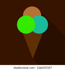 Ice cream in waffle cone vector icon.