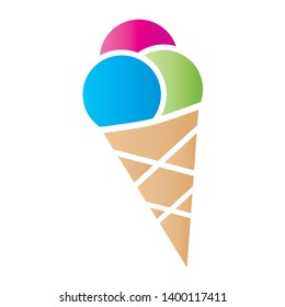 Ice Cream in a Waffle Cone - Vector Illustration Icon