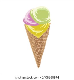 Ice cream in a waffle cone vector illustration