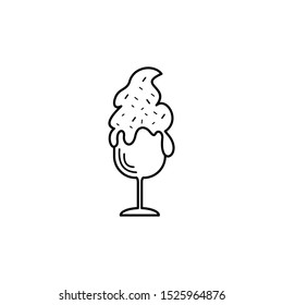 Ice cream in waffle cone vector icon.