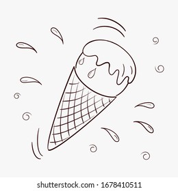 Ice cream in a waffle cone. Vector illustration. For packaging, brochures, advertising, design.