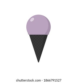 Helado en un cono de gofre. Ilustración plana de material vectorial aislada en fondo blanco