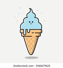 Eiscreme auf einer Vektorgrafik mit Waffelkone