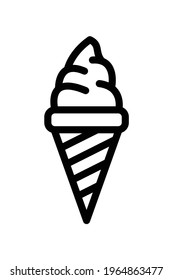 Ice cream in the waffle cone vector icon.